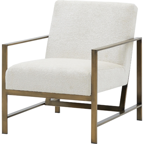 Francis Accent Arm Chair in Cream Fabric & Brushed Gold